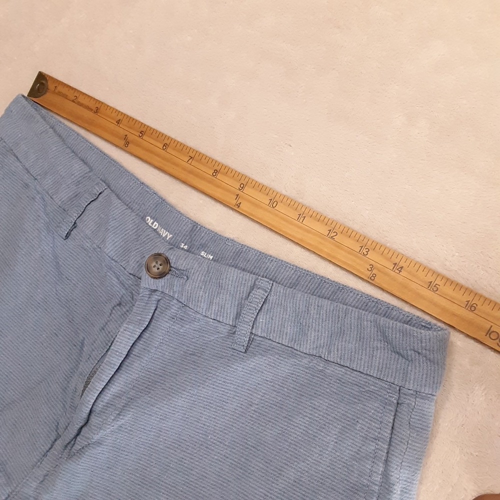 Old Navy Mens 8" Linen Blend Shorts 34 Slim Fit Blue Harvest Chino - Picture 6 of 9